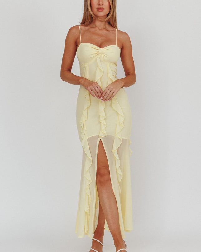 Lemon Ruffle Maxi Dress