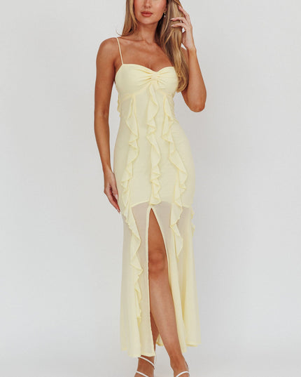 Lemon Ruffle Maxi Dress