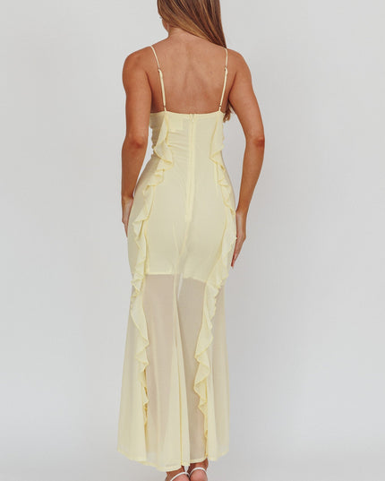 Lemon Ruffle Maxi Dress