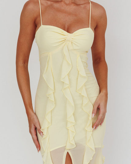 Lemon Ruffle Maxi Dress