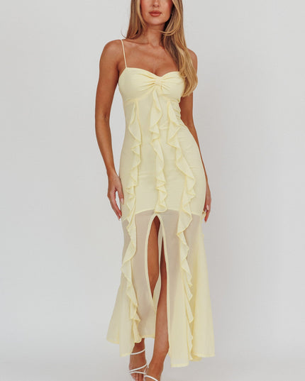 Lemon Ruffle Maxi Dress