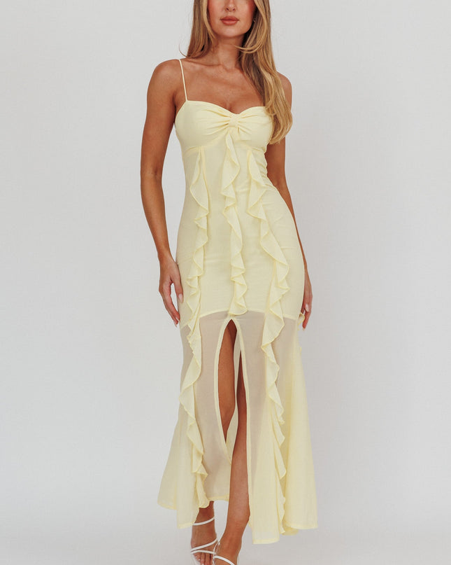 Lemon Ruffle Maxi Dress