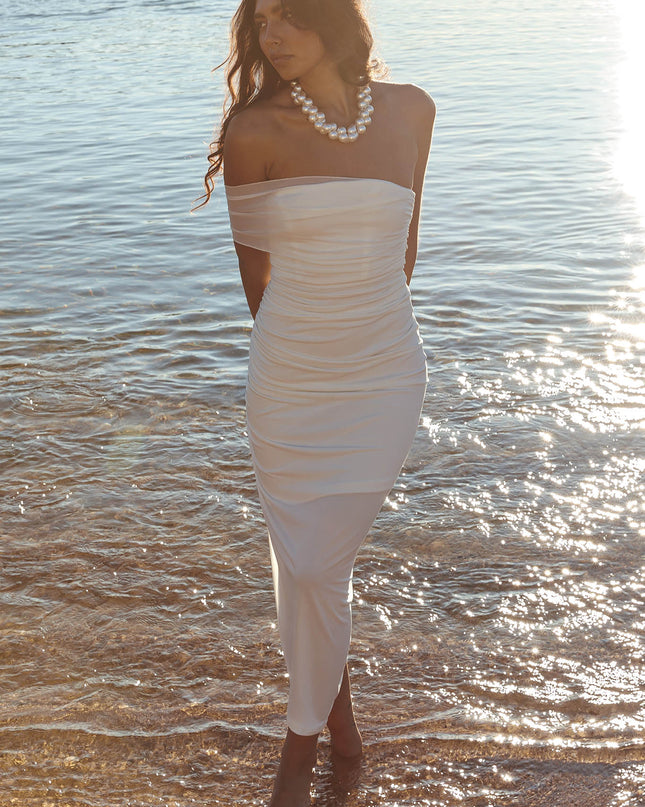 White One Shoulder Bodycon Maxi Dress