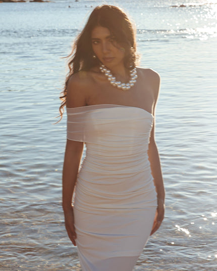 White One Shoulder Bodycon Maxi Dress