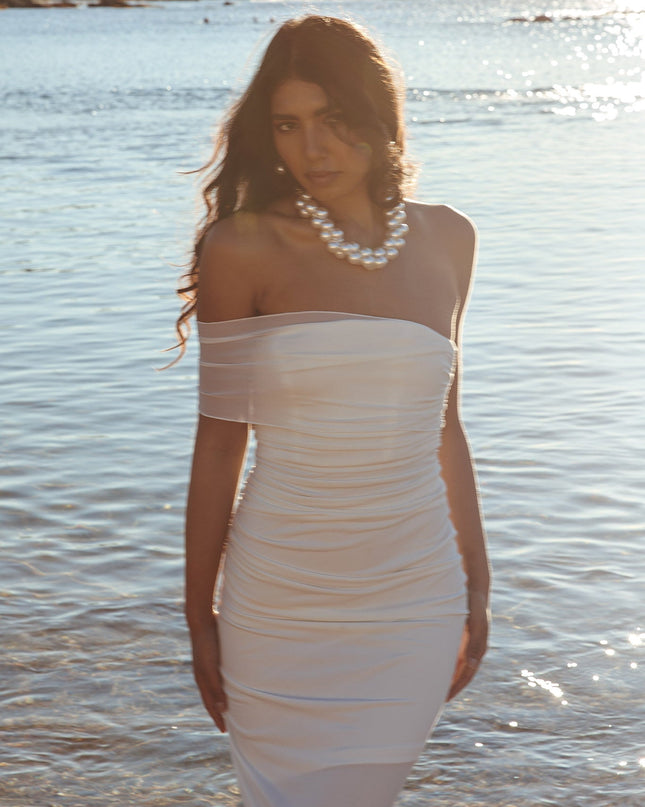 White One Shoulder Bodycon Maxi Dress