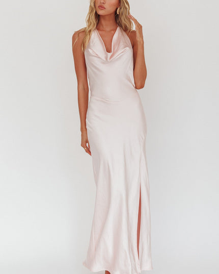 Pink Tied Halter Maxi Dress