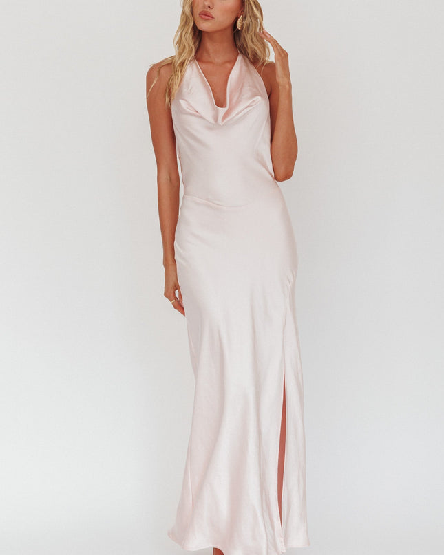 Pink Tied Halter Maxi Dress