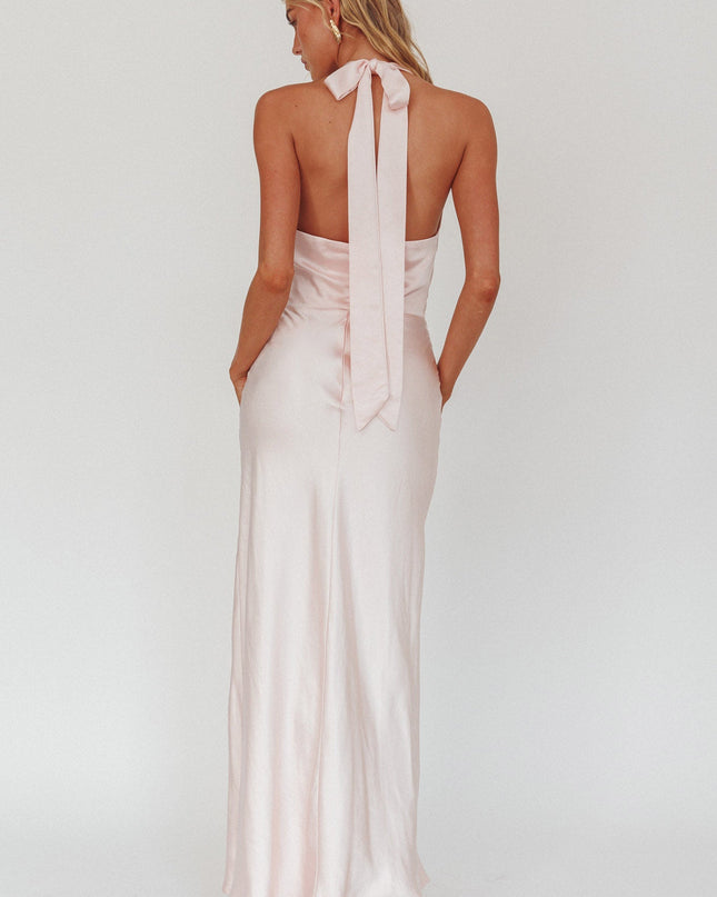 Pink Tied Halter Maxi Dress