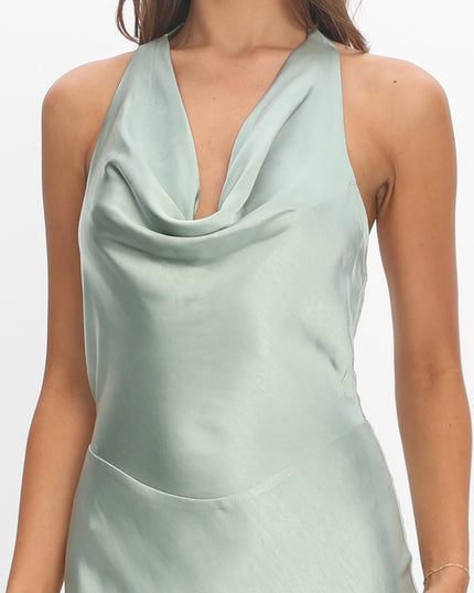 Sage Tied Halter Maxi Dress
