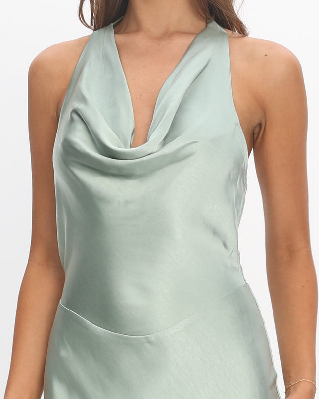 Sage Tied Halter Maxi Dress