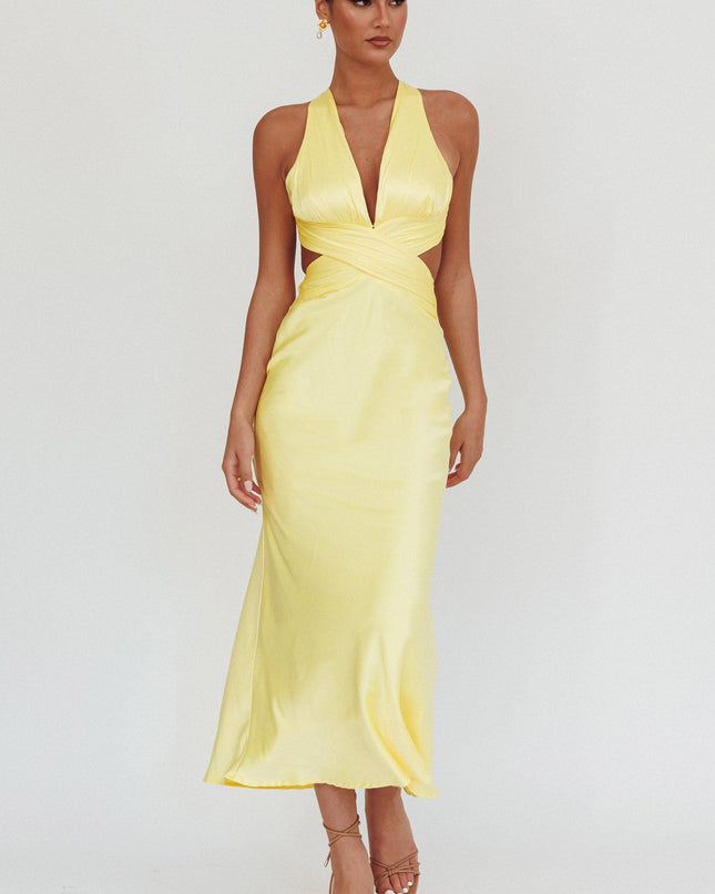 Lemon On Crossover Cut-Out Maxi Dress