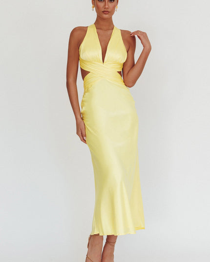 Lemon On Crossover Cut-Out Maxi Dress