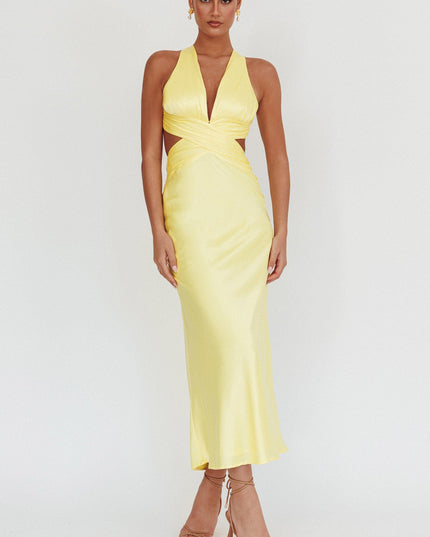 Lemon On Crossover Cut-Out Maxi Dress