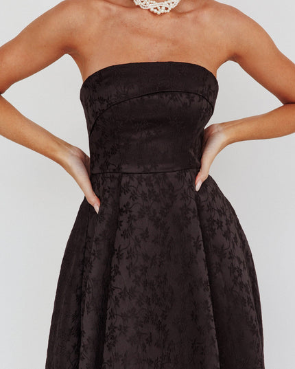 Black Strapless A-Line Midi Dress