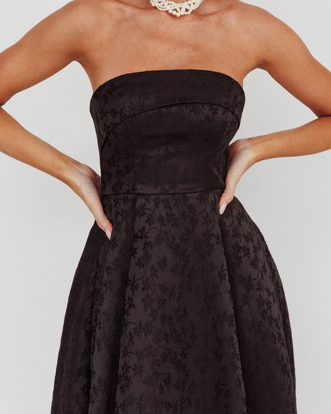 Black Strapless A-Line Midi Dress