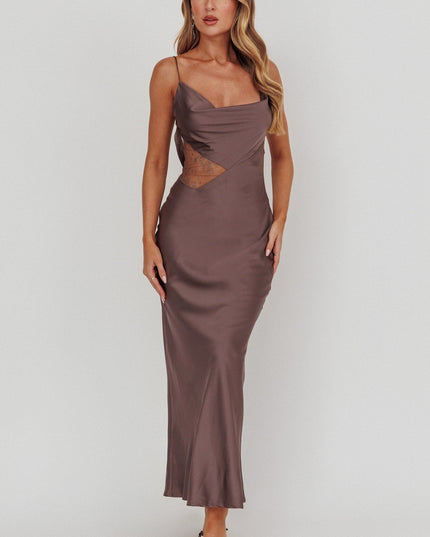 Grey Cut-Out Cowl Neck Dress Warm