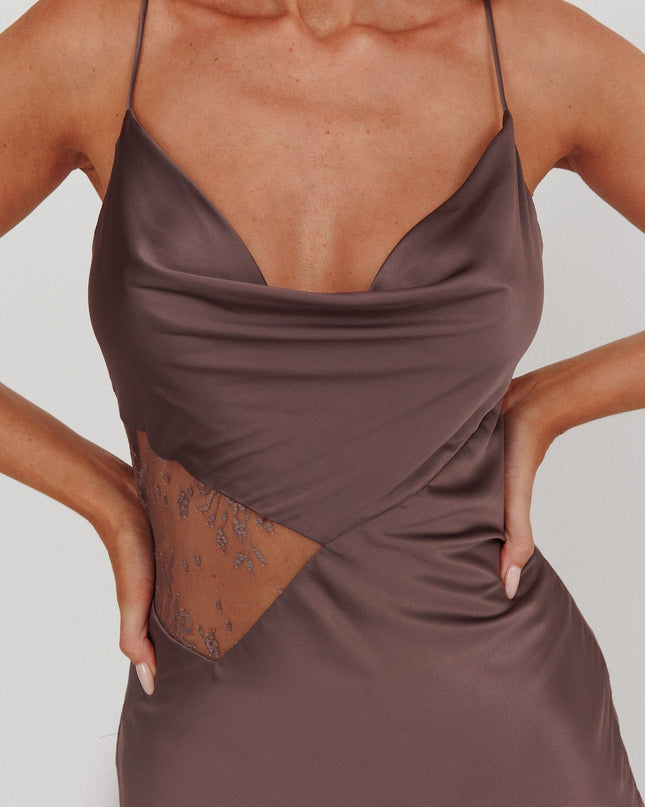 Grey Cut-Out Cowl Neck Dress Warm