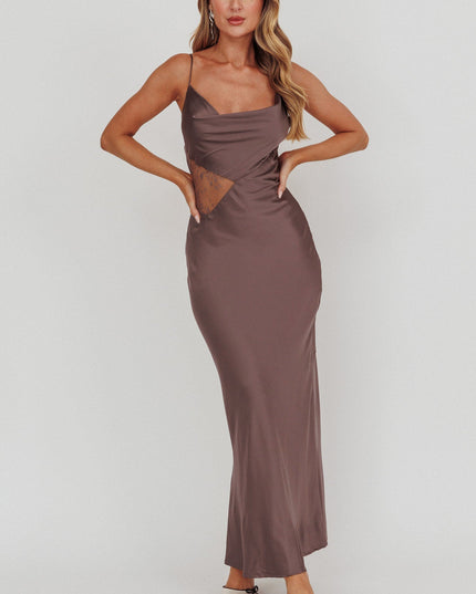 Grey Cut-Out Cowl Neck Dress Warm