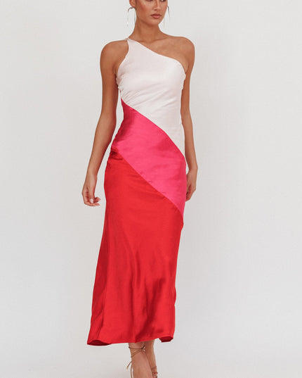 Pink One-Shoulder Maxi Dress