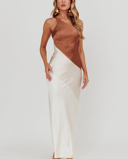 One-Shoulder Maxi Dress Neutral