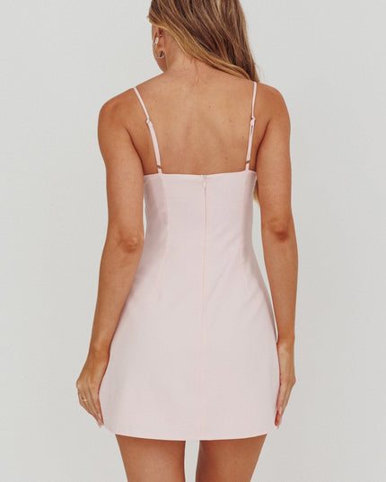 Pink Front Button Mini Dress Ice