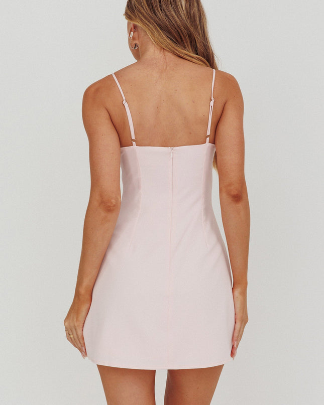 Pink Front Button Mini Dress Ice