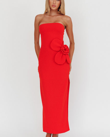 Red Oversized Flower Maxi Dress