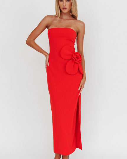 Red Oversized Flower Maxi Dress