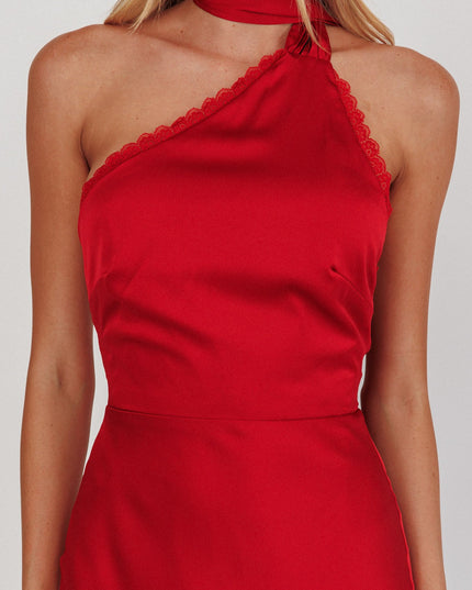 Red One-Shoulder Maxi Dress
