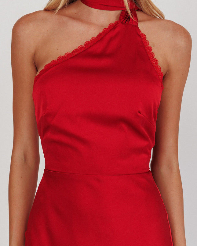 Red One-Shoulder Maxi Dress