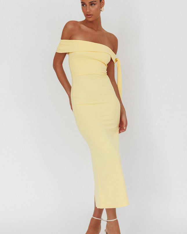 Lemon Sky Off-Shoulder Tie Maxi Dress