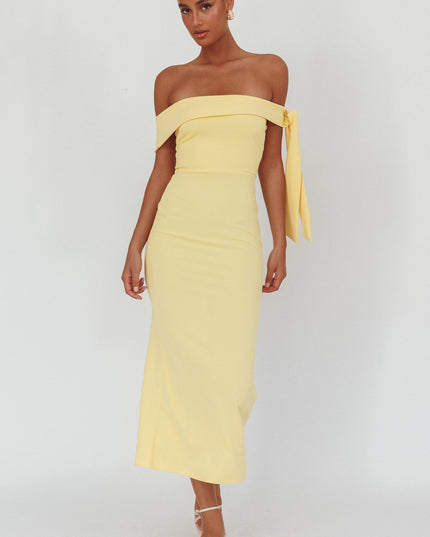 Lemon Sky Off-Shoulder Tie Maxi Dress