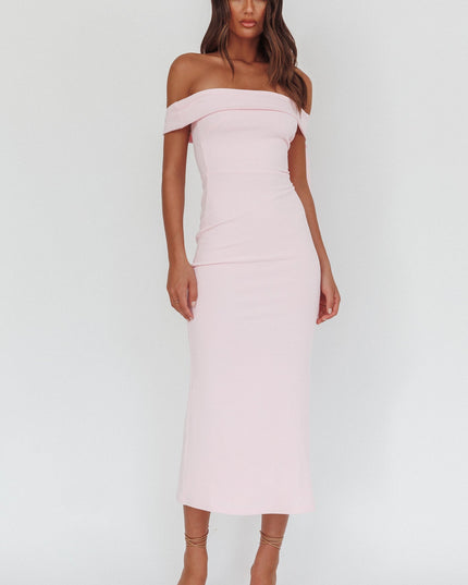 Pink Sky Off-Shoulder Tie Maxi Dress