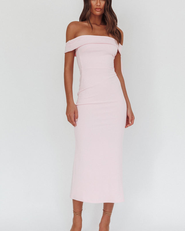 Pink Sky Off-Shoulder Tie Maxi Dress