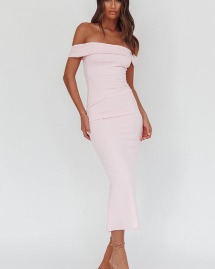 Pink Sky Off-Shoulder Tie Maxi Dress