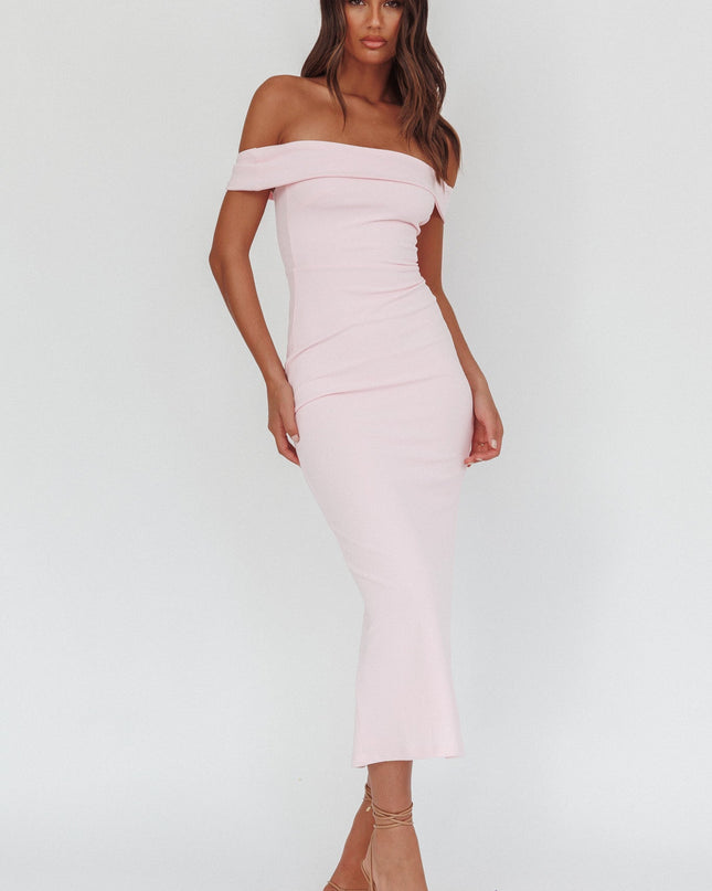 Pink Sky Off-Shoulder Tie Maxi Dress