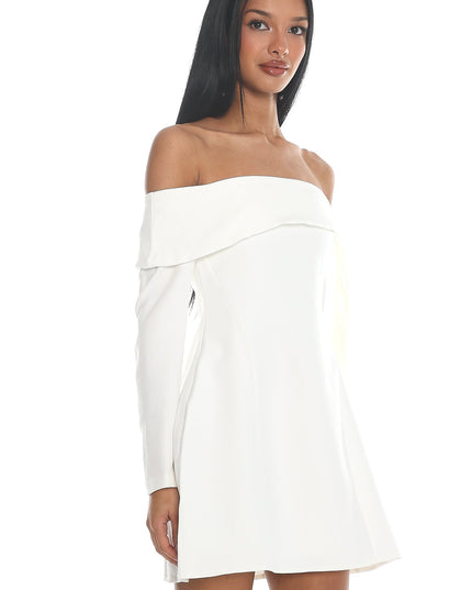 White Sky Off-Shoulder Tie Mini Dress