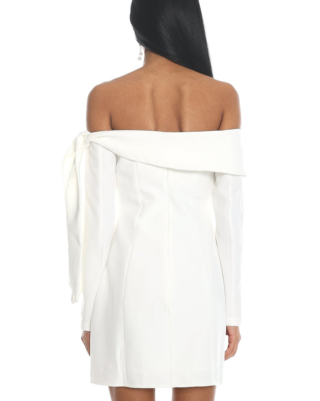 White Sky Off-Shoulder Tie Mini Dress