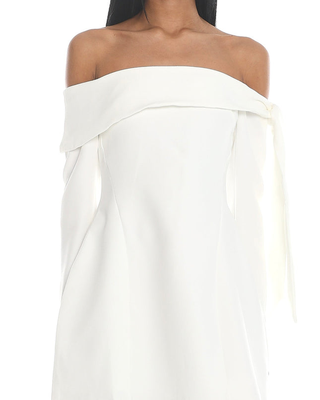 White Sky Off-Shoulder Tie Mini Dress