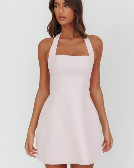 Pink Halterneck A-Line Mini Dress
