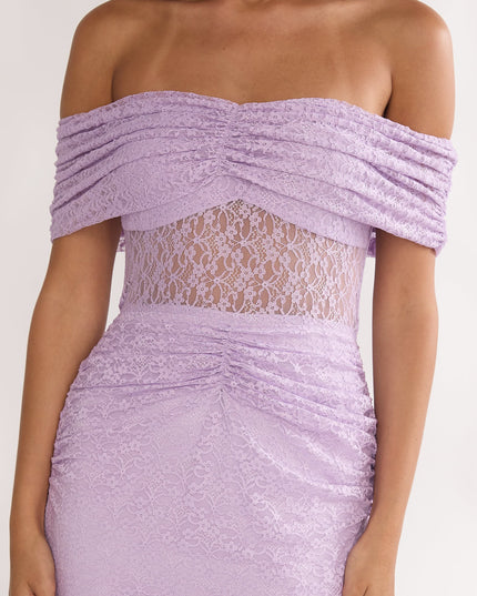 Lilac Silver Moon Off-Shoulder Maxi Dress