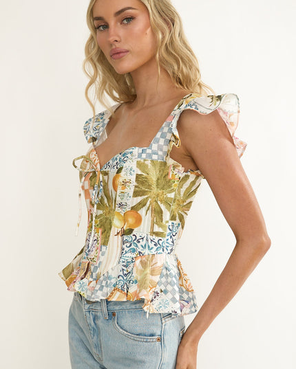 Frill Sleeve Top Las Palmas