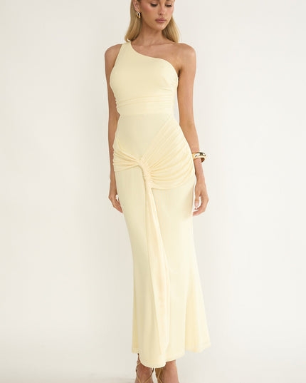 Yellow One-Shoulder Cut-Out Maxi Dress