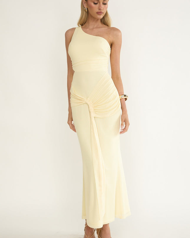 Yellow One-Shoulder Cut-Out Maxi Dress