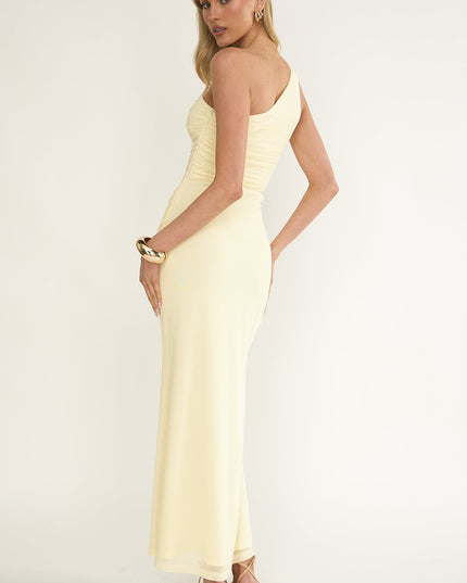 Yellow One-Shoulder Cut-Out Maxi Dress