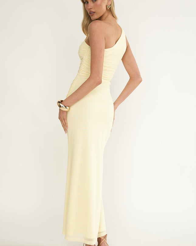 Yellow One-Shoulder Cut-Out Maxi Dress