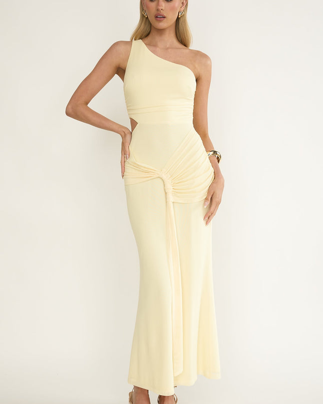 Yellow One-Shoulder Cut-Out Maxi Dress