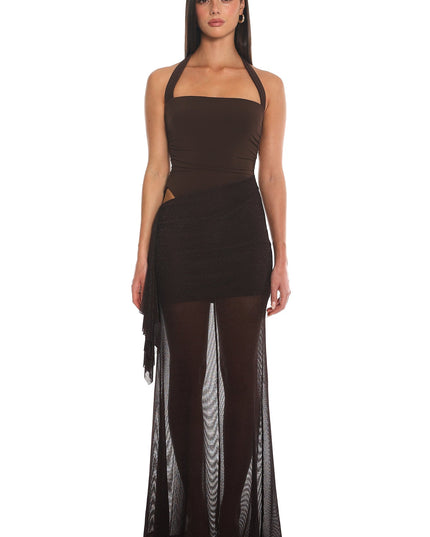 Cocoa Midnight Shimmer Cutout Maxi Dress