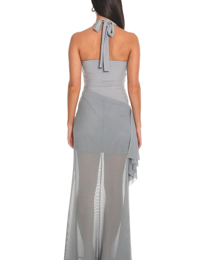 Grey Midnight Shimmer Cutout Maxi Dress