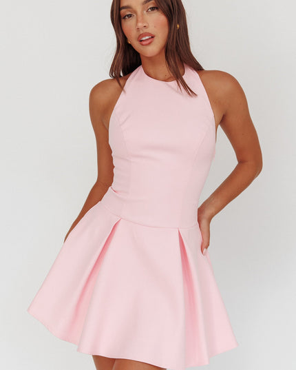 Pink Box Pleat Mini Dress
